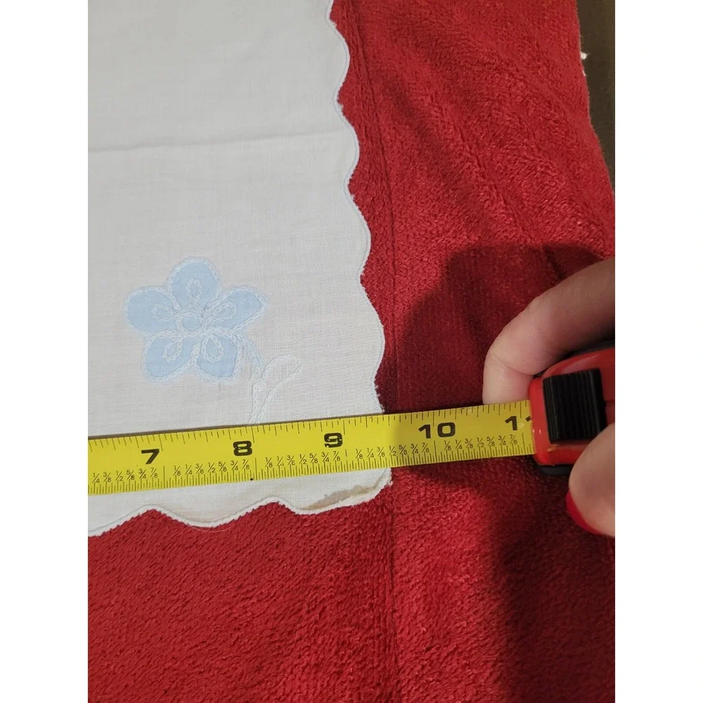 Linen Cloth Napkins Rectangle Dining Entertaining Vintage White Blue Floral